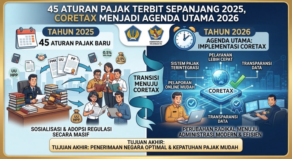45 Aturan Pajak Terbit Sepanjang 2025, Coretax Menjadi Agenda Utama 2026