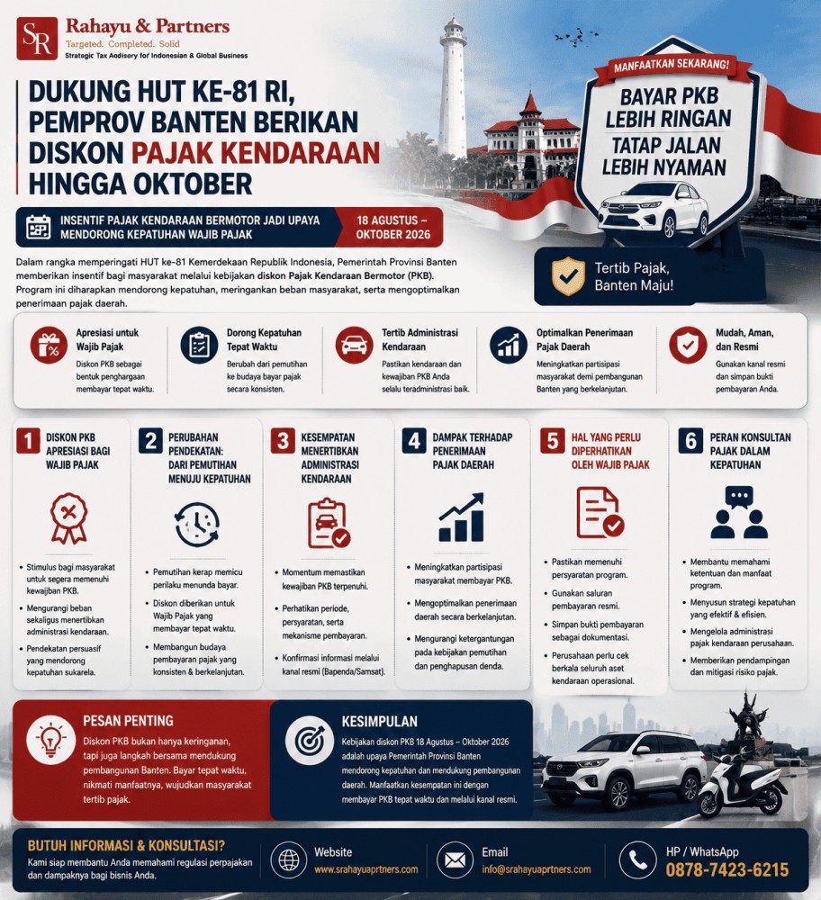 Dukung HUT ke-81 RI, Pemprov Banten Berikan Diskon Pajak Kendaraan hingga Oktober