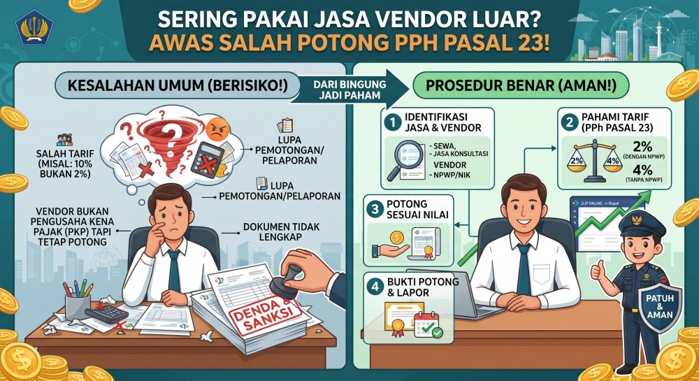 Sering Pakai Jasa Vendor Luar? Awas Salah Potong PPh Pasal 23!