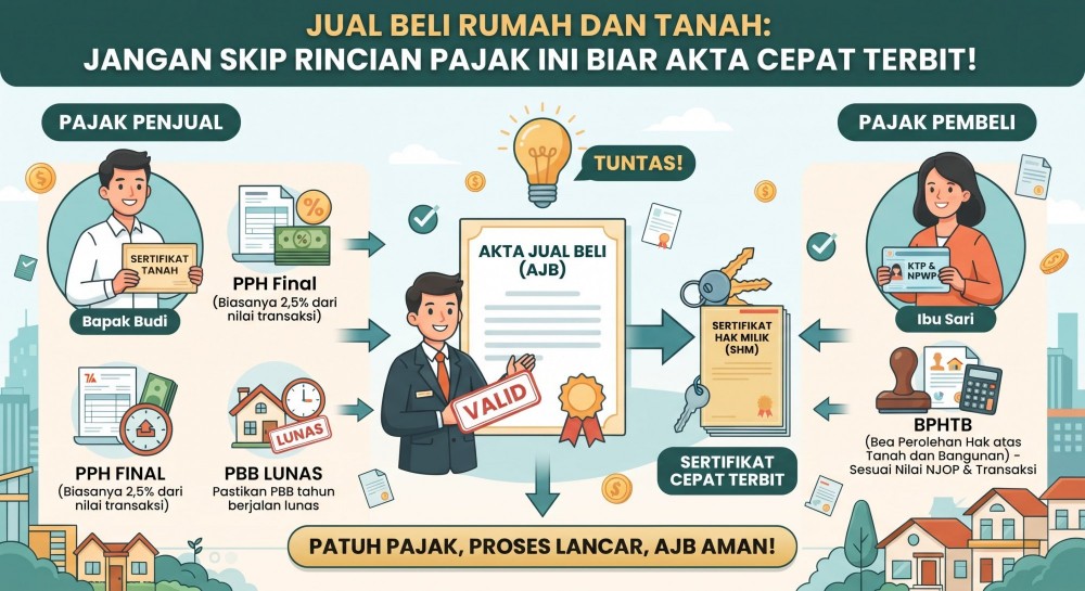 Jual Beli Rumah dan Tanah: Jangan Skip Rincian Pajak Ini Biar Akta Cepat Terbit!
