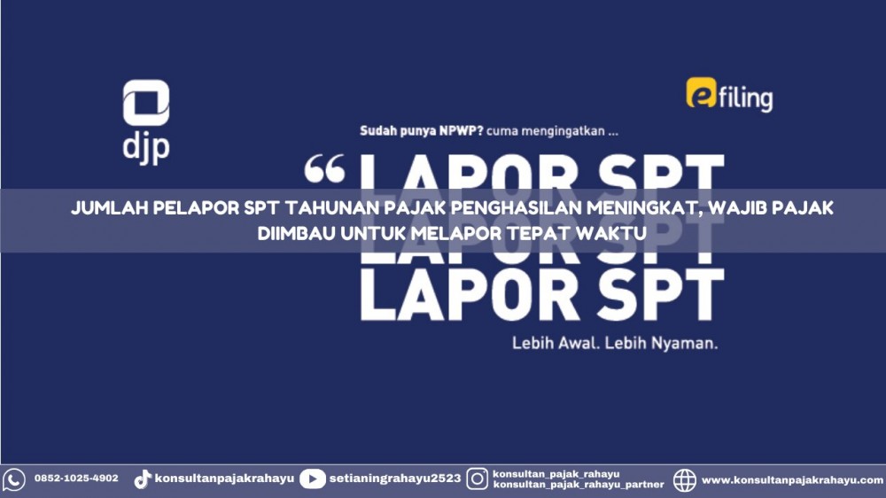 Jumlah Pelapor SPT Tahunan Pajak Penghasilan Meningkat, Wajib Pajak Diimbau untuk Melapor Tepat Waktu