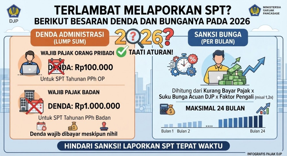 Terlambat Melaporkan SPT? Berikut Besaran Denda dan Bunganya pada 2026